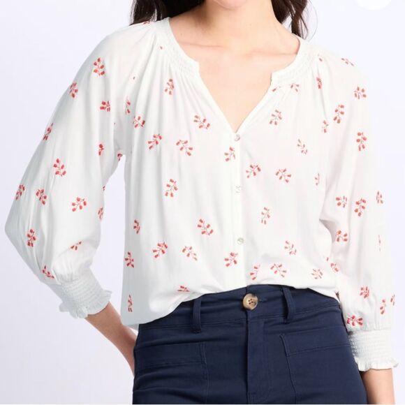 NWT Market and Spruce Velma Embroidered Blouse - Picture 1 of 3